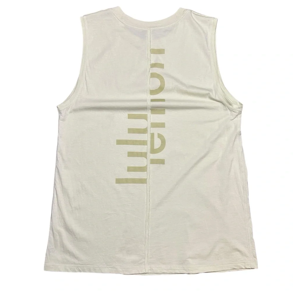 Lululemon All Yours Graphic Tank Dewy Pale Yellow Sleeveless Top Size 10